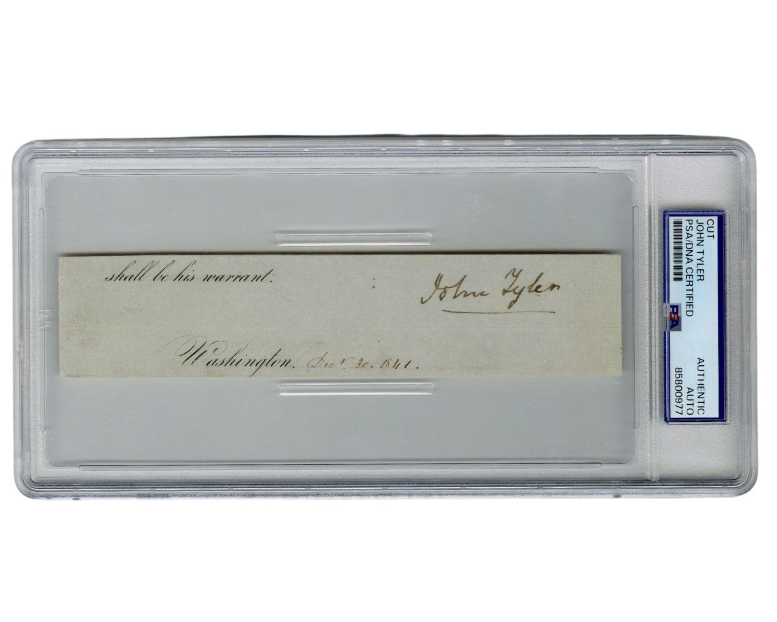 President John Tyler Signed Cut Signature as President! PSA Auto