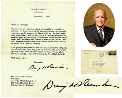 President DWIGHT EISENHOWER Signed Letter on Armed Services Training PSA Auto