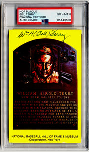 Bill Terry Signed HOF Post Card PSA 8 Auto