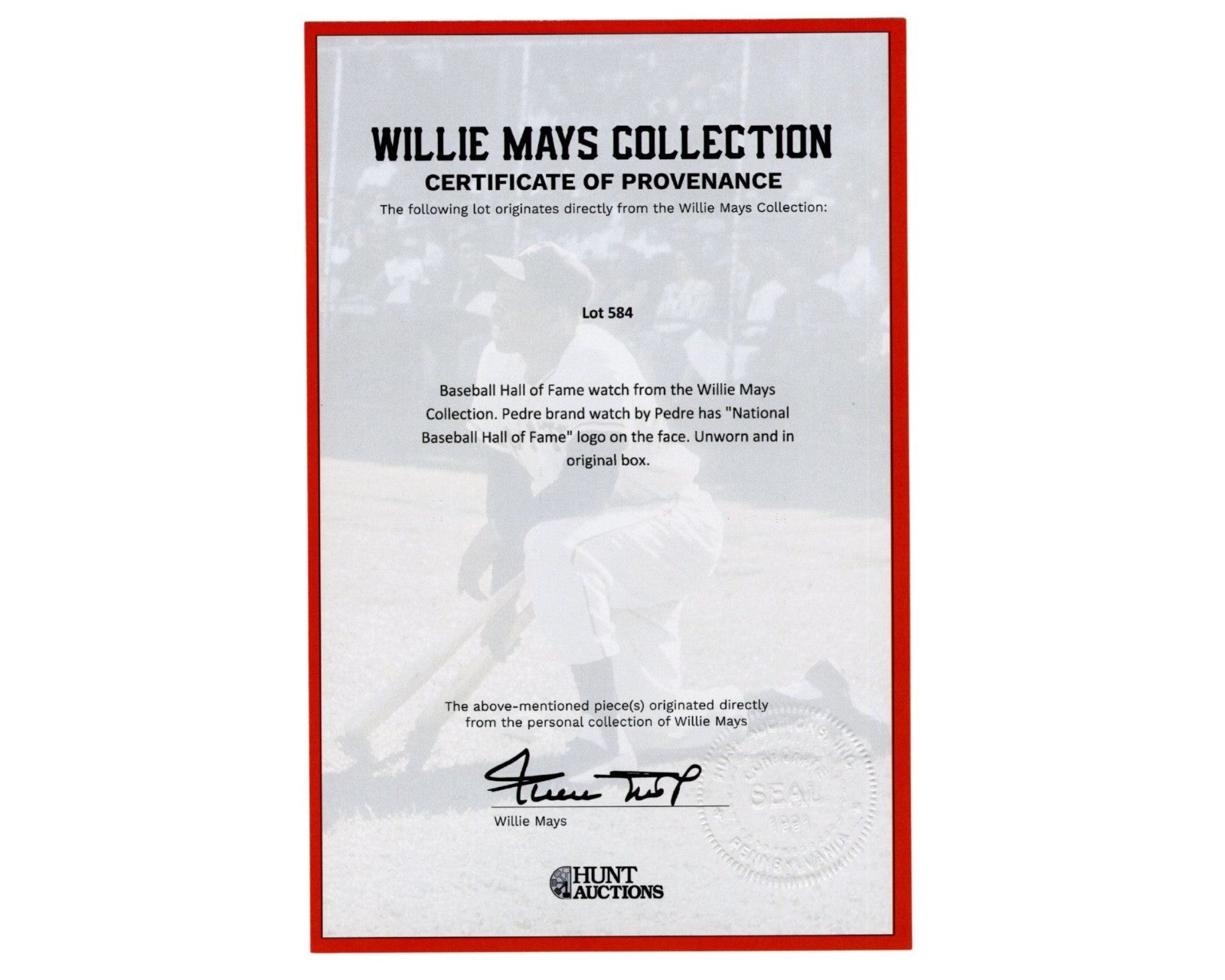 Willie Mays Personally Owned Hall of Fame Watch Ex. Mays Estate