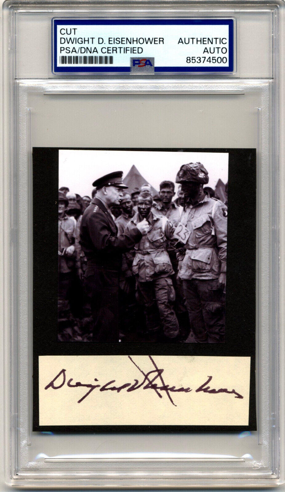 President DWIGHT EISENHOWER Signed Iconic D-Day Photo Display PSA Auto