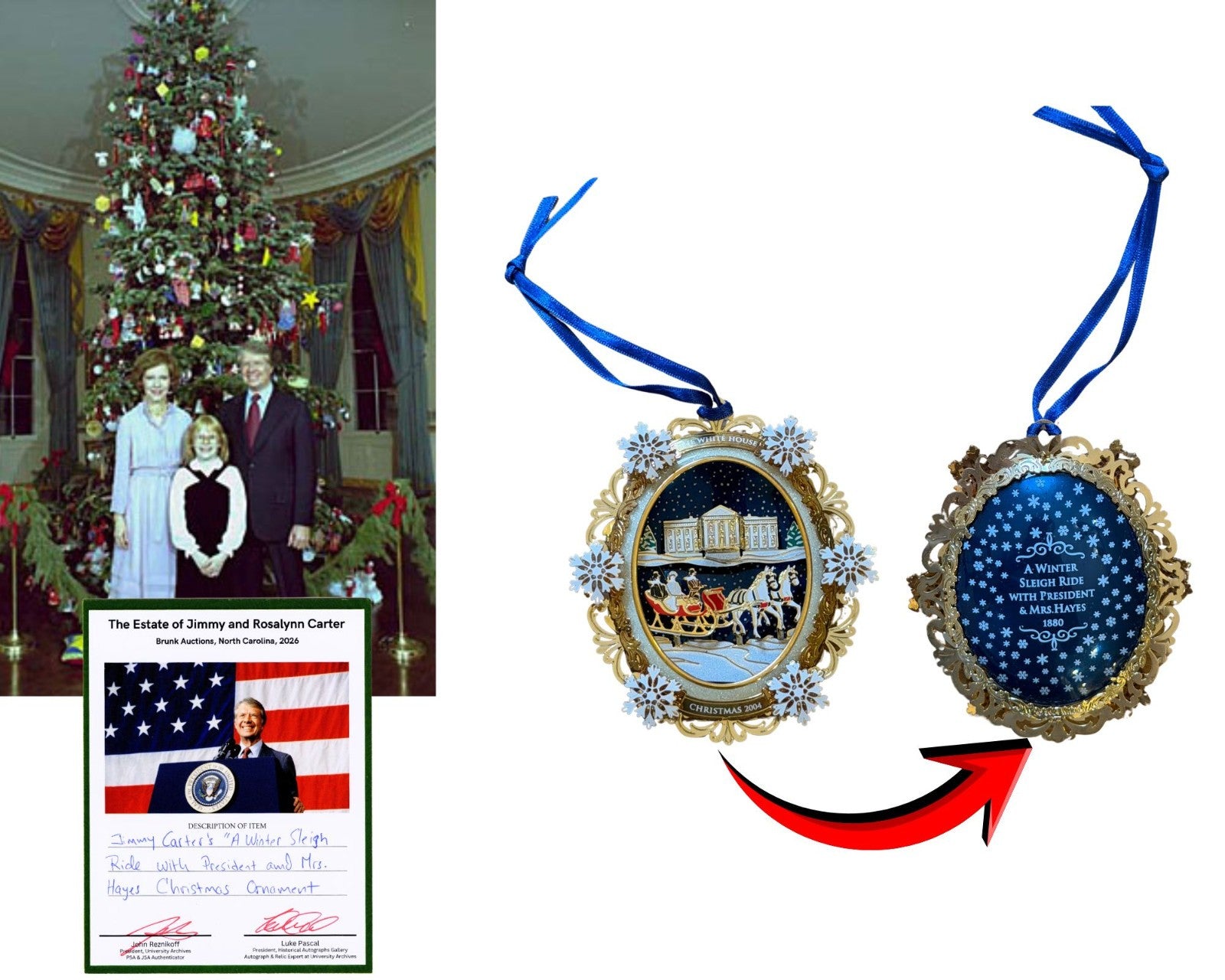 President Jimmy Carter Owned R.B. Hayes Christmas Ornament Ex. Carter Estate