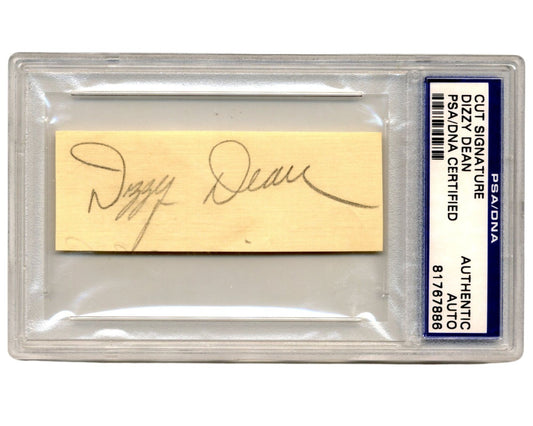 HOFer Dizzy Dean Signed Cut Signature PSA Auto - Cardinals Legend!