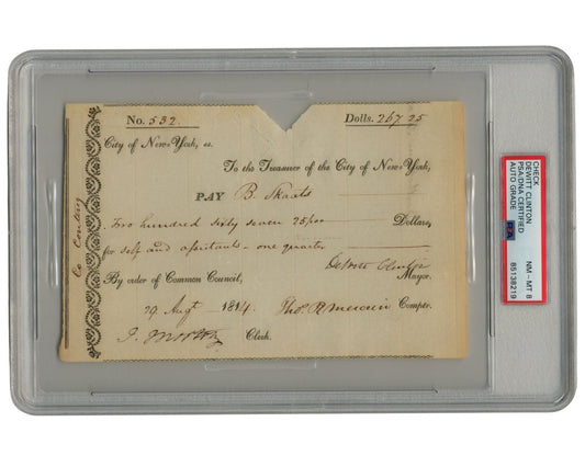 Dewitt Clinton Signed Check Paying For Assistants & Himself as Mayor! PSA 8 Auto