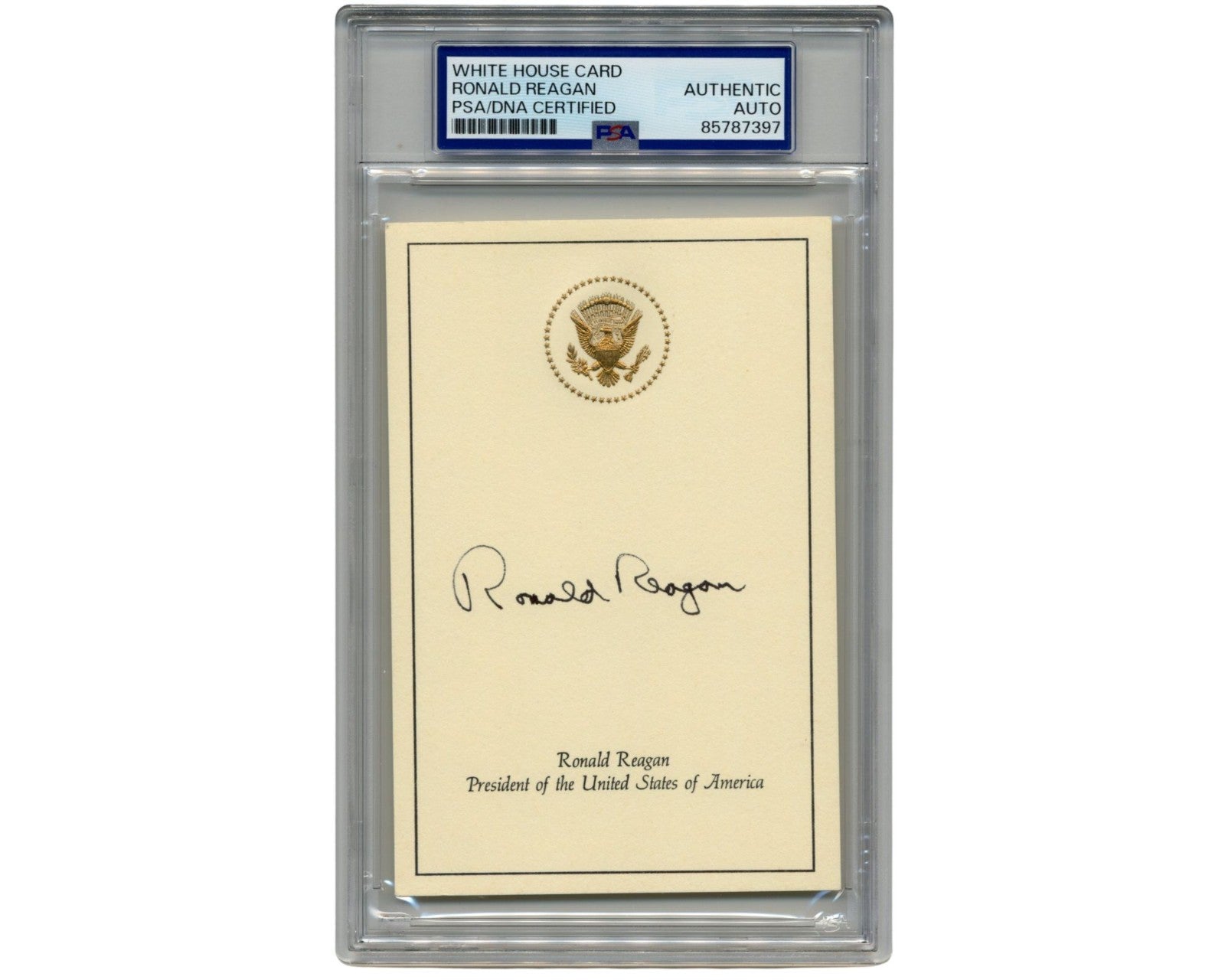 President Ronald Reagan Signed White House Card PSA Auto - Nice Example!