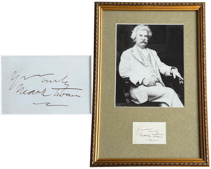 Gorgeous SAMUEL CLEMENS aka MARK TWAIN Signed & Framed Display BAS Auto