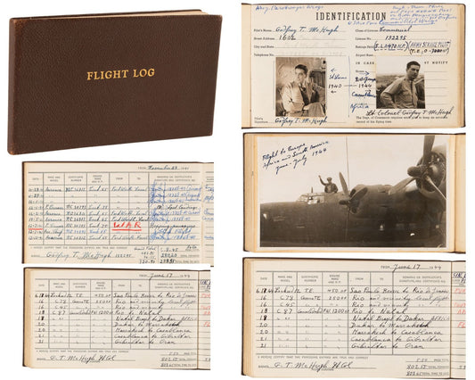 Gen Godfrey McHugh WWII Flight Book Signed 47 Times, President JFK Military Aide