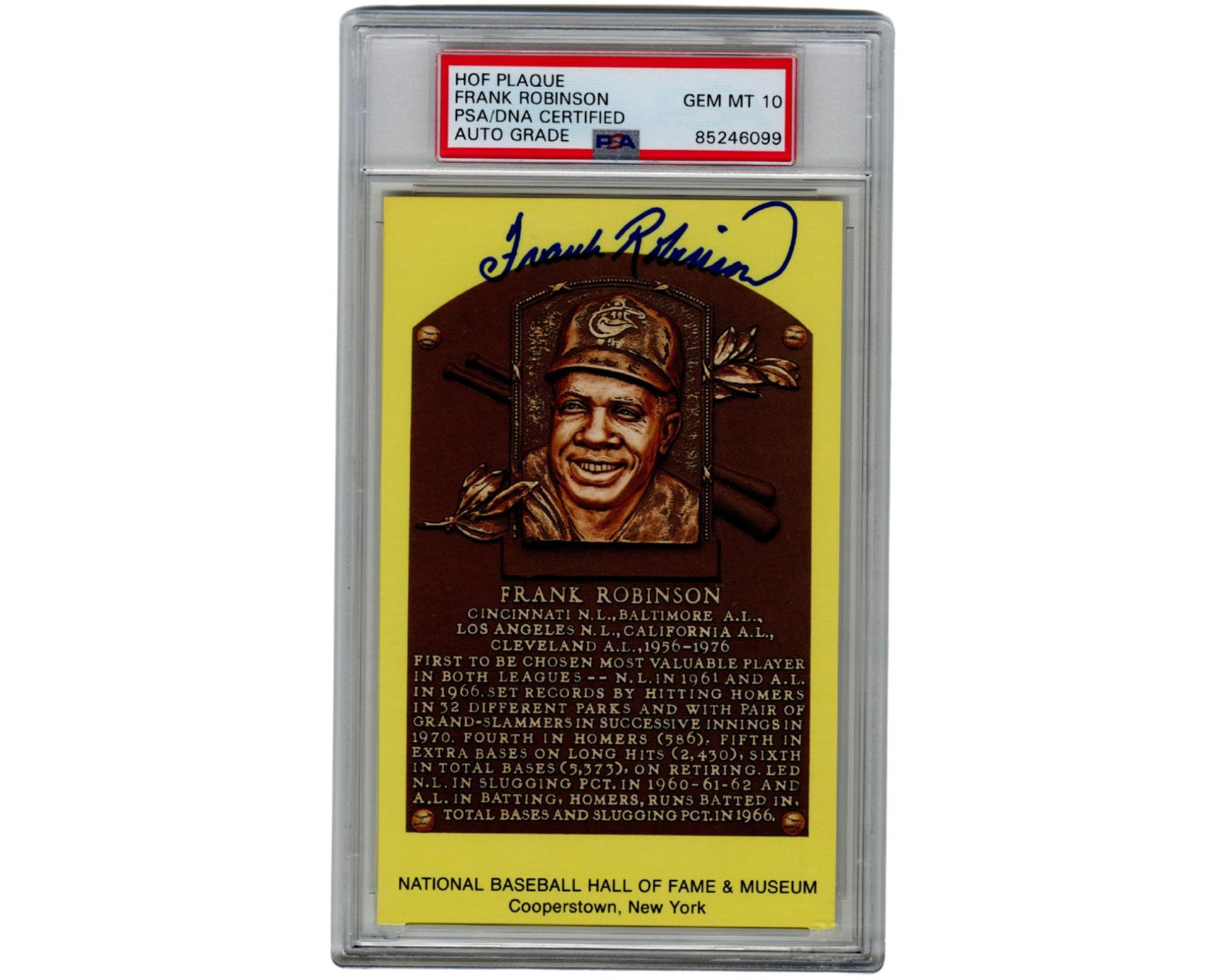 Reds & Orioles Icon Frank Robinson Signed HOF Postcard PSA Gem Mint 10 Auto