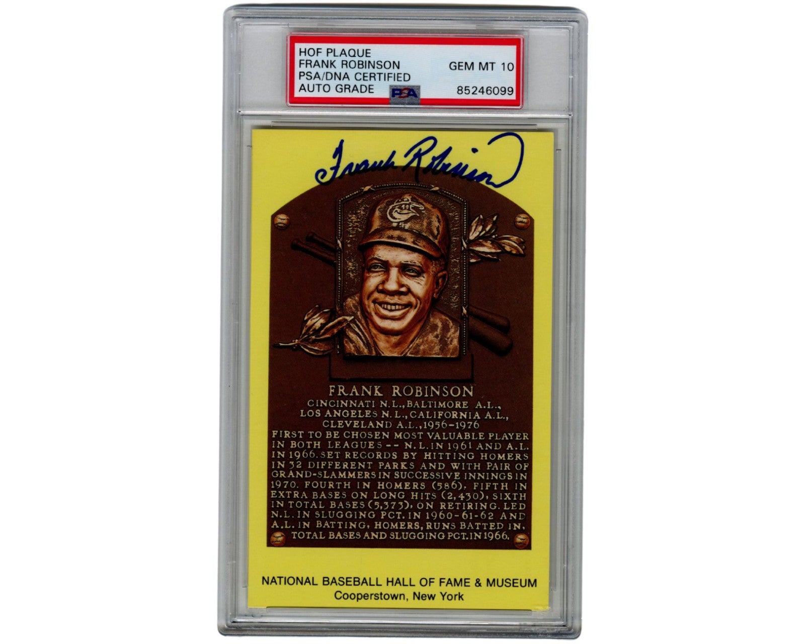 Reds & Orioles Icon Frank Robinson Signed HOF Postcard PSA Gem Mint 10 Auto