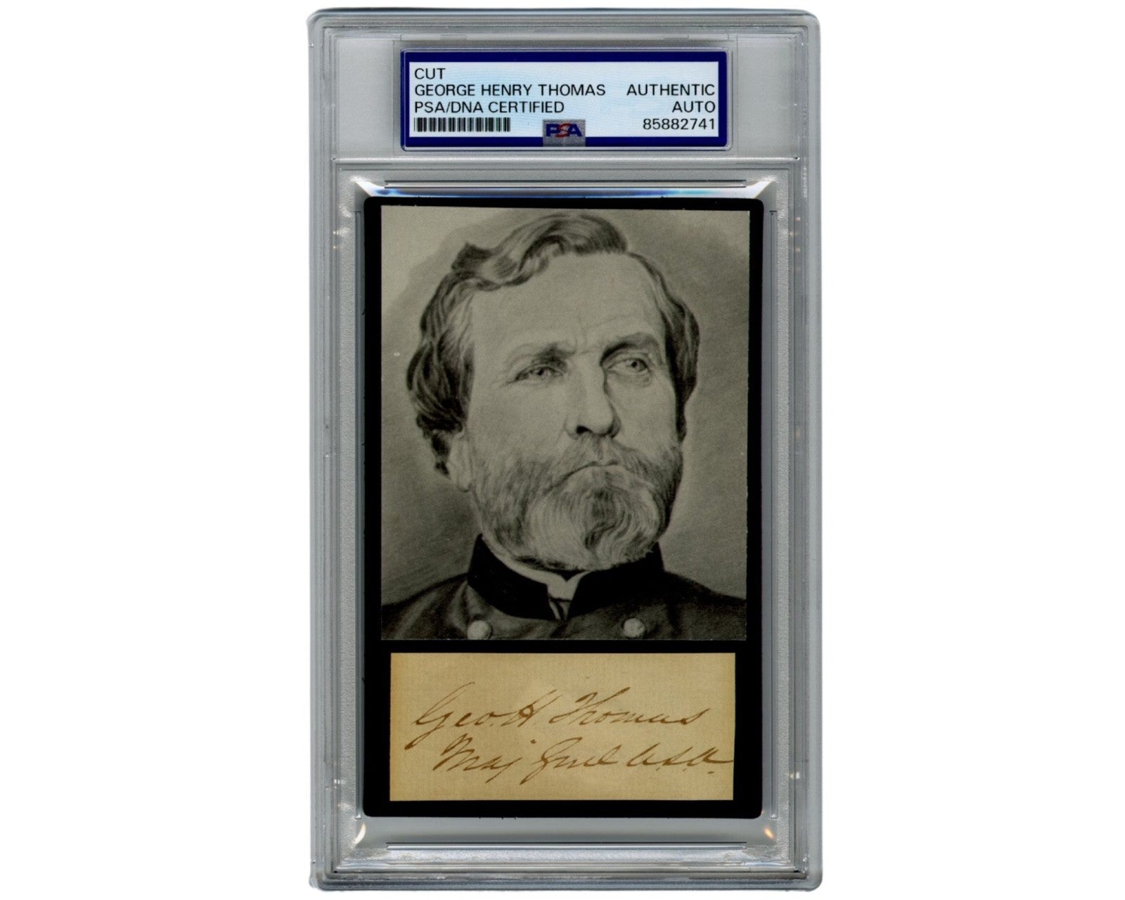 Civil War Union General George Henry Thomas Signed Cut Display PSA Auto