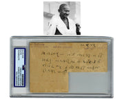 Mohandas Gandhi Authentic Signed Handwritten Note PSA Sotheby's