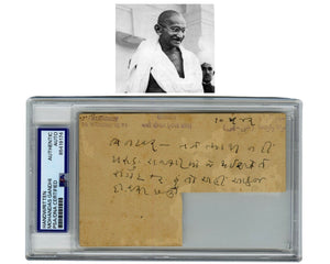 Mohandas Gandhi Authentic Signed Handwritten Note PSA Ex. Christies