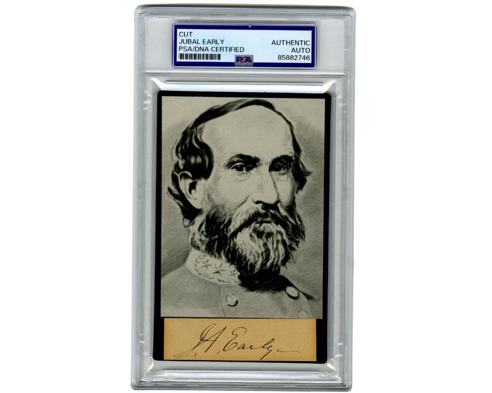 Civil War Confederate General Jubal Early Bold Signed Cut Display PSA Auto