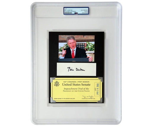 Unique President Bill Clinton Signed Display w/ Impeachment Ticket! PSA Auto