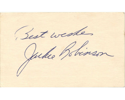 Gorgeous Jackie Robinson Signed Index Card - Large Example! JSA Authentic Auto