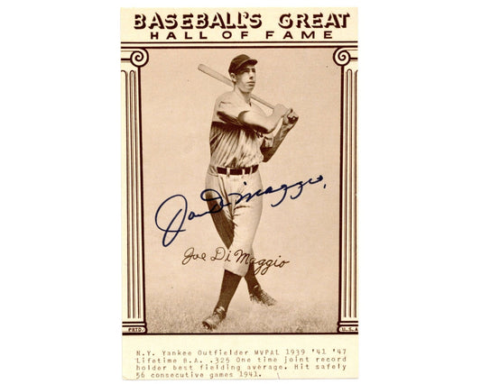 1977 Baseball's Great Hall of Fame Exhibits Joe DiMaggio Signed Card PSA Auto