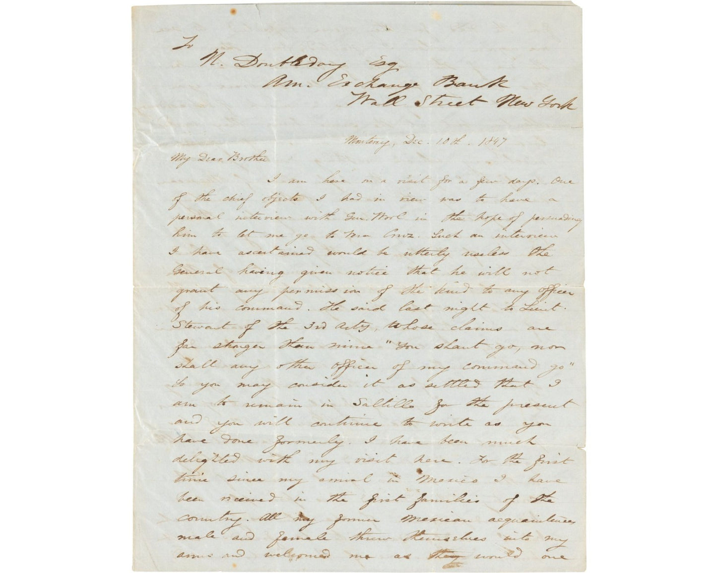 Incredible Abner Doubleday Signed Letter (ALS) On Mexican American War PSA & BAS
