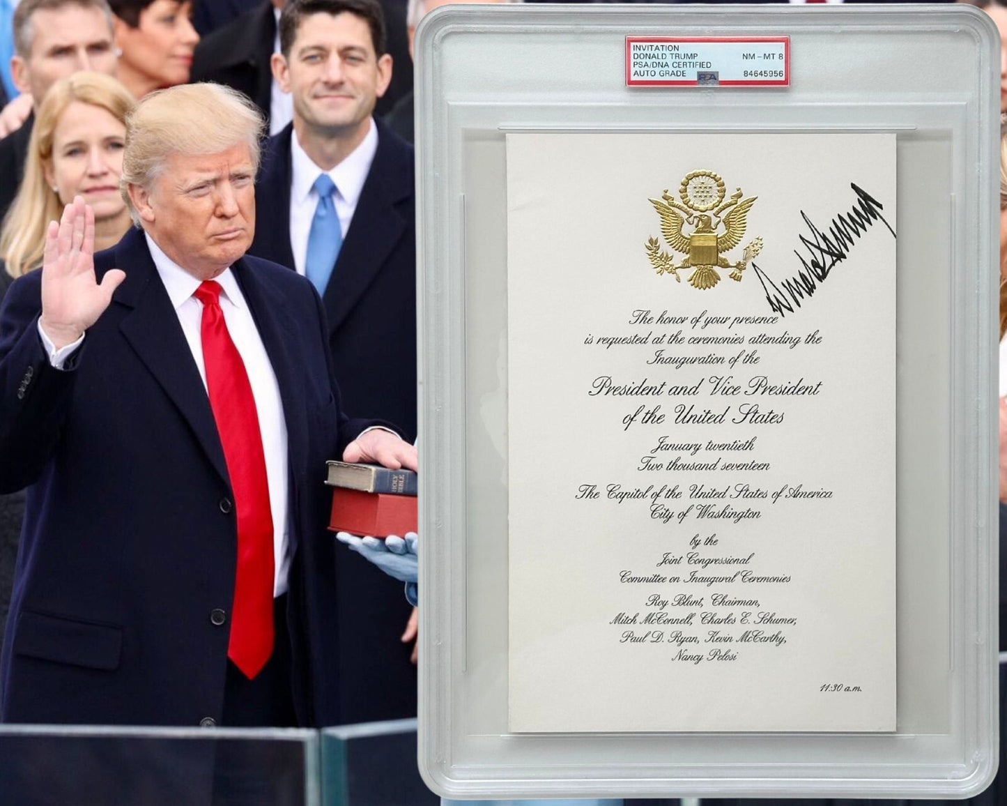 President Donald Trump Signed 2017 Inauguration Invitation PSA 8 - True Rarity!