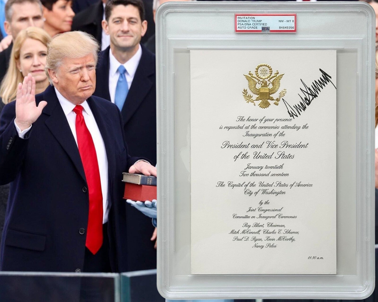 President Donald Trump Signed 2017 Inauguration Invitation PSA 8 - True Rarity!