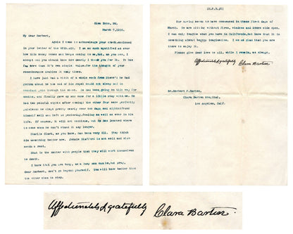 Clara Barton Signed Letter on Caring for Loved One in Final Years PSA Bold Auto