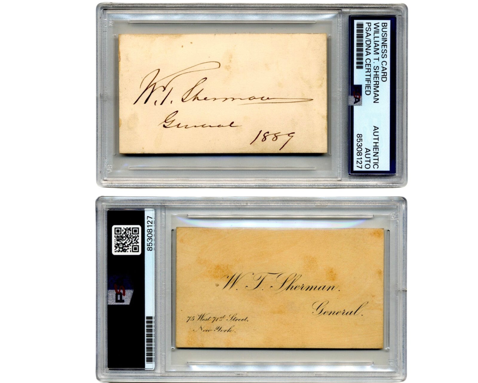 General W.T. SHERMAN Signed Business Card PSA Auto - Union Civil War Hero!