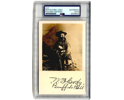William "Buffalo Bill" Cody Signed Cut on Rare Postcard PSA Auto - Gorgeous!