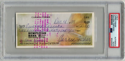 Star Wars' Carrie Fisher Boldly Signed Check. No Stamps, Clean Sig! PSA