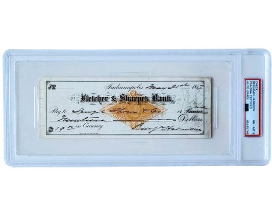 President Benjamin Harrison Signed Check PSA 8 Auto - Paying off Interest!