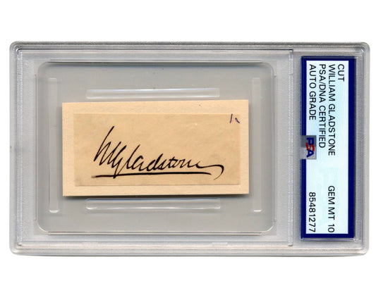 British Prime Minister William Ewart Gladstone Signed Cut PSA Gem Mint 10
