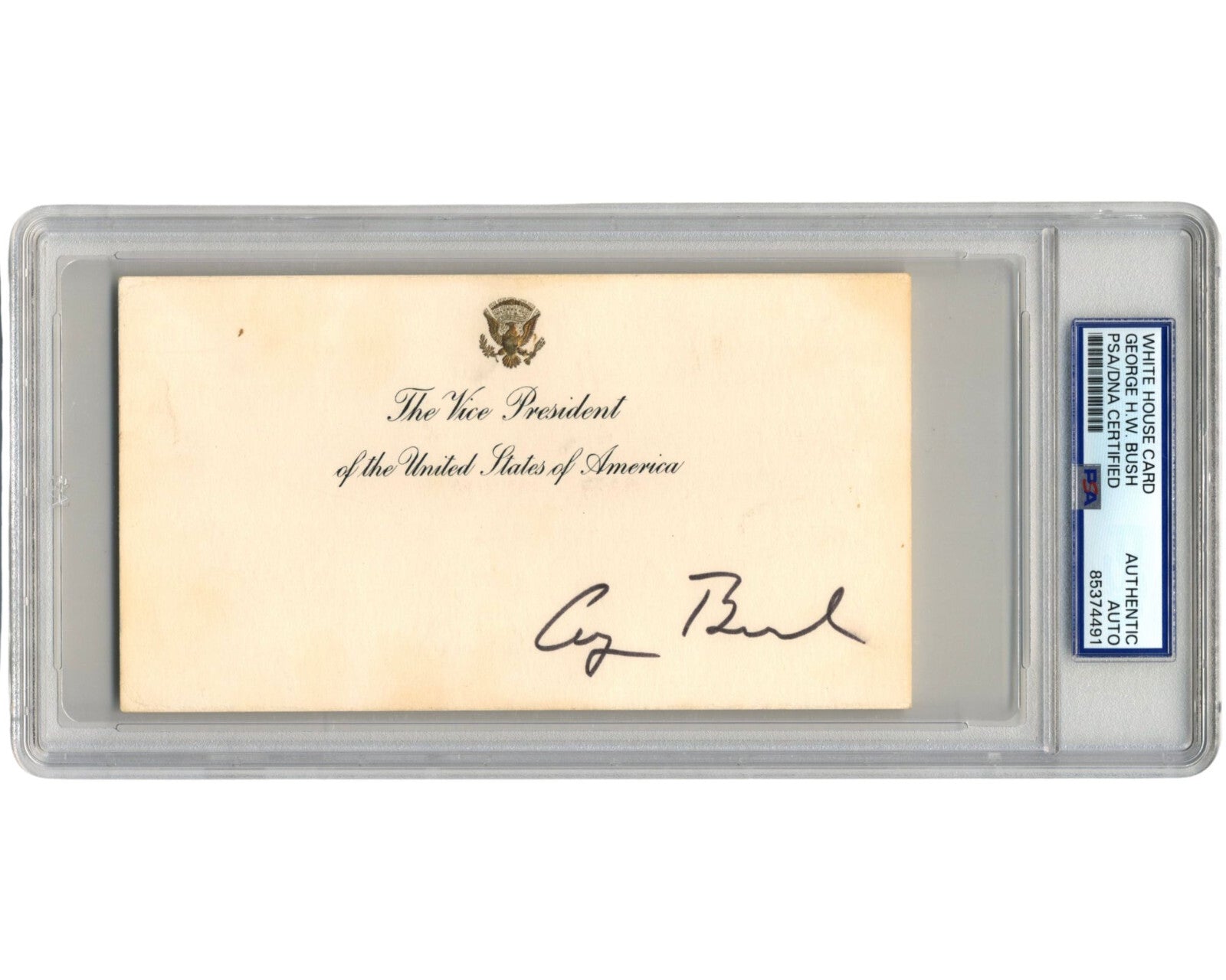 President George H. W. Bush Signed Vice President's White House Card PSA