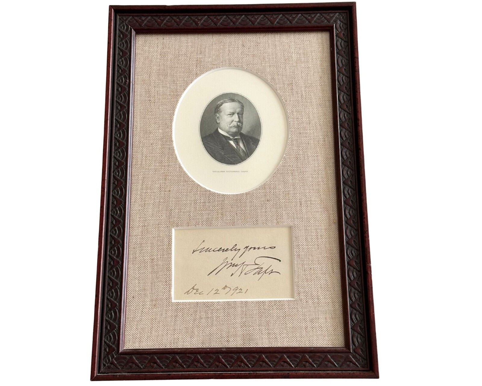 President William H. Taft Boldly Signed & Framed Display - Gorgeous!