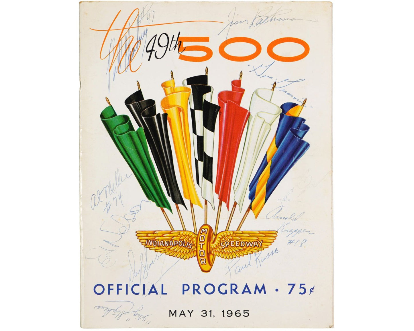 Apollo Astronaut Gus Grissom Signed Indy Program w/ Andretti & 12 Signatures JSA