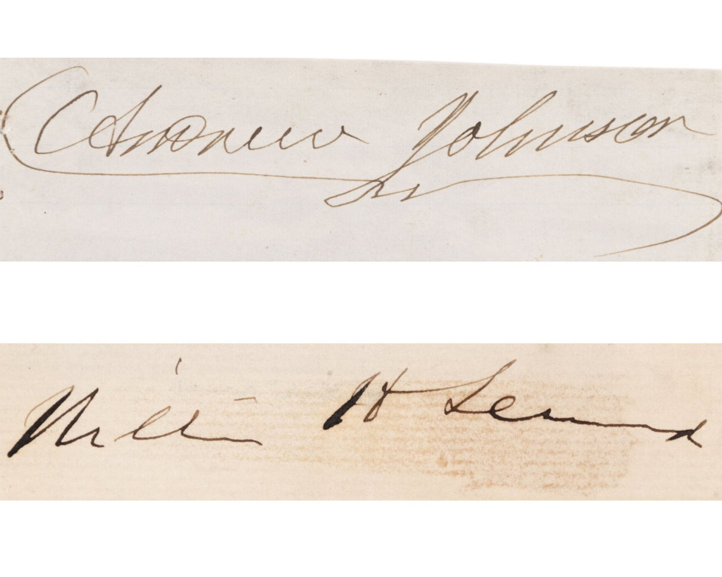 Andrew Johnson & William Seward Signed Lincoln Assassination Display JSA