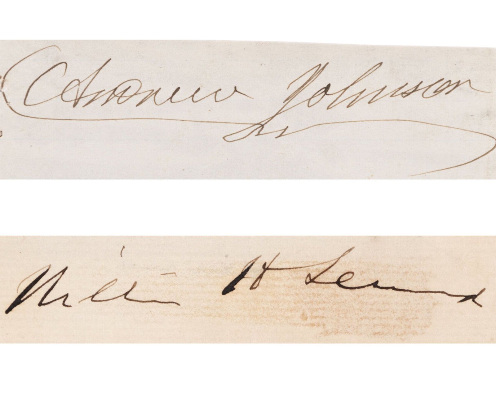Andrew Johnson & William Seward Signed Lincoln Assassination Display JSA