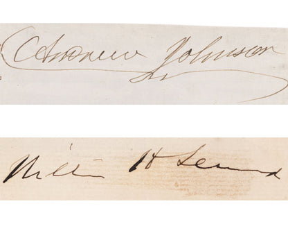 Andrew Johnson & William Seward Signed Lincoln Assassination Display JSA