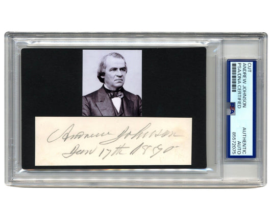 President Andrew Johnson Signed & Inscribed Large Cut Signature PSA Auto
