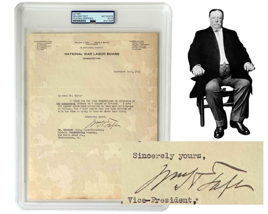 President William H. Taft Signed Letter on "affairs of a League of Nations" PSA