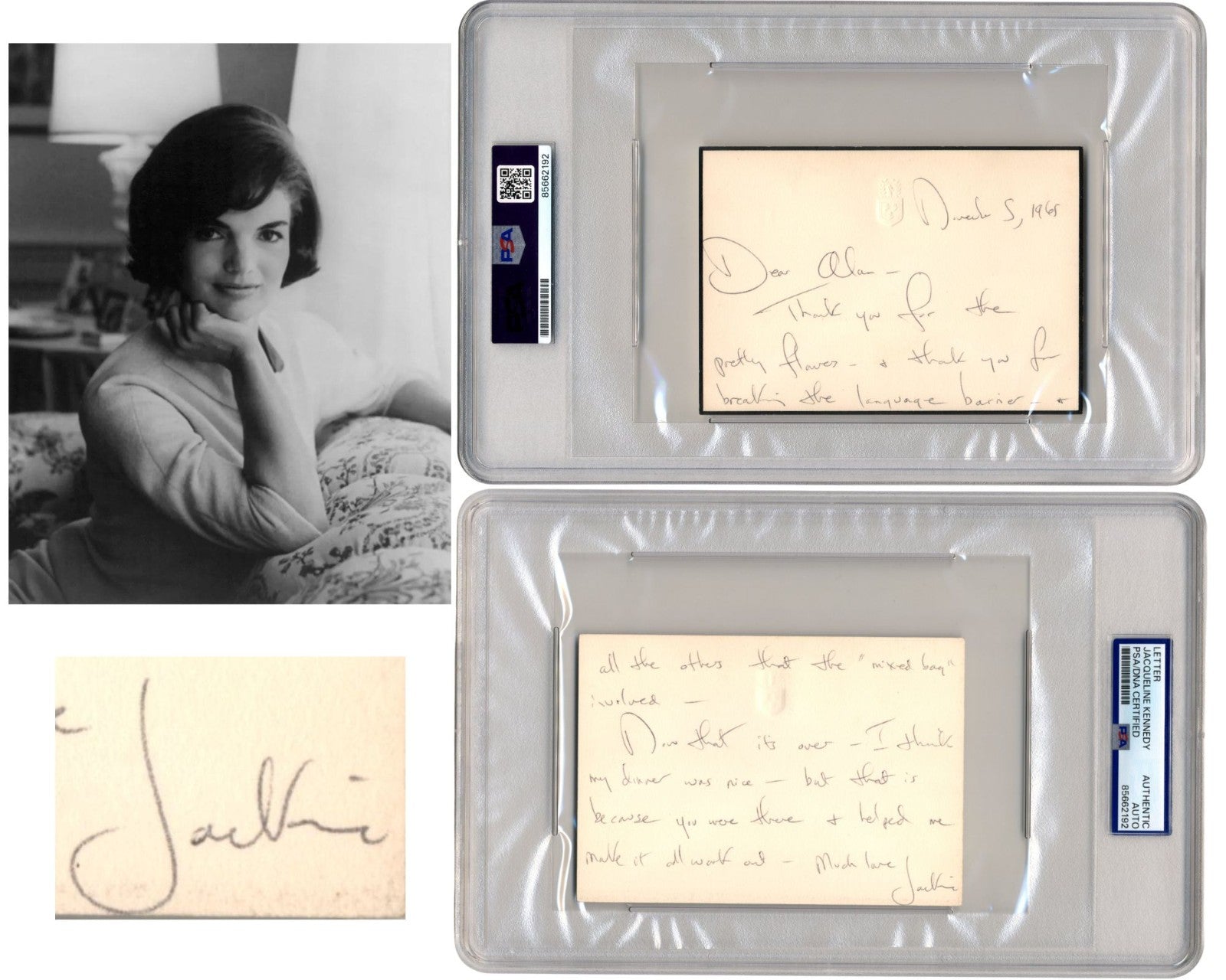 Jacqueline Kennedy Signed Letter to JFK Harvard Classmate & Camelot Lyricist PSA