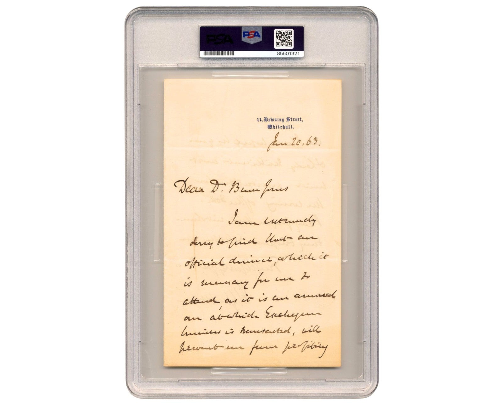 British Prime Minister William Ewart Gladstone Signed Letter PSA Gem Mint 10