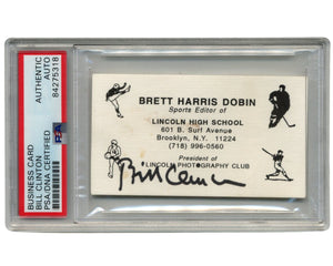 President Bill Clinton Signed Business Card to Lincoln School! Clean Example!