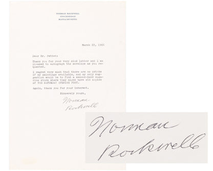 Norman Rockwell Signed Typed Letter "no prints of my paintings available"  JSA!