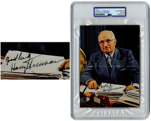 President Harry Truman Signed Photograph, Unique! PSA Bold Auto