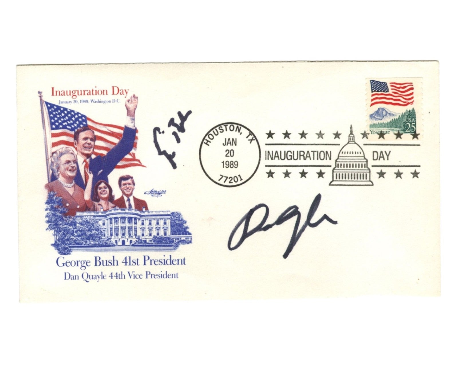 President George H. W. Bush & Dan Quayle Signed Inauguration Cover JSA