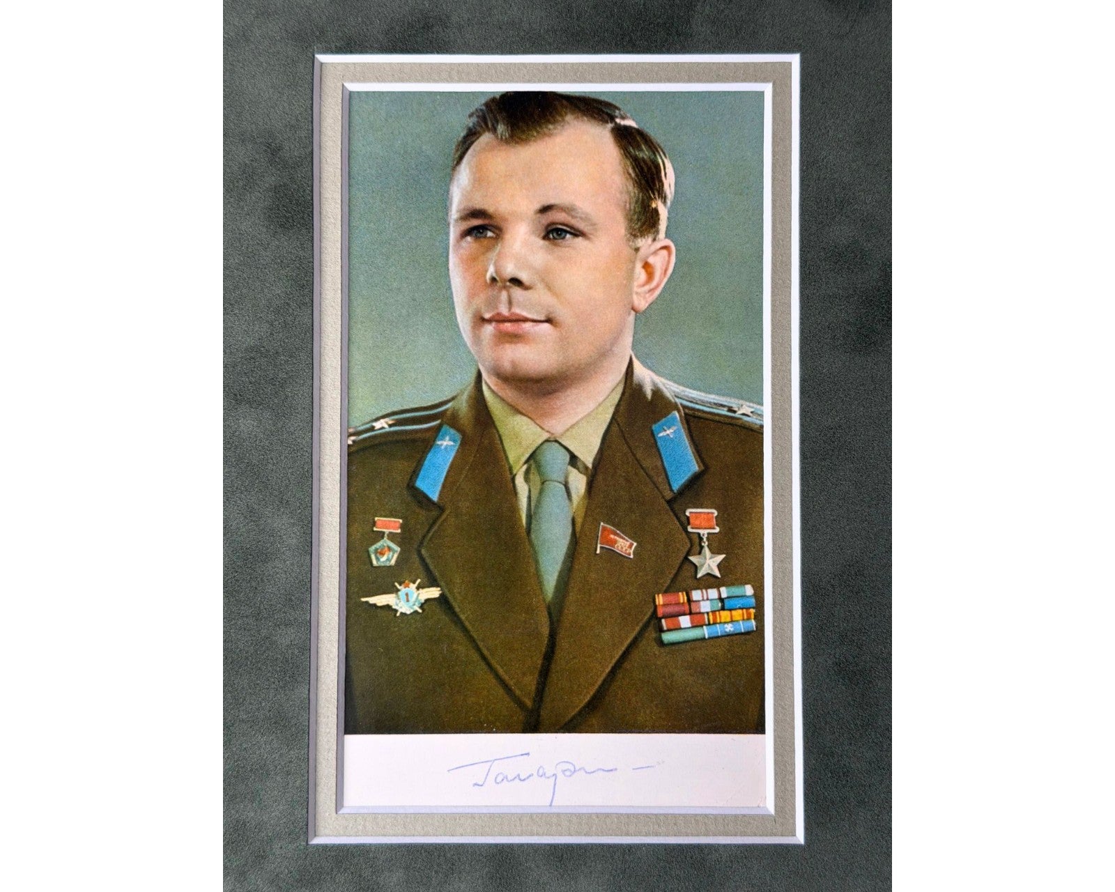 Yuri Gagarin Worn Vostok 1 Space Suit & Signed Postcard. Incredible Provenance