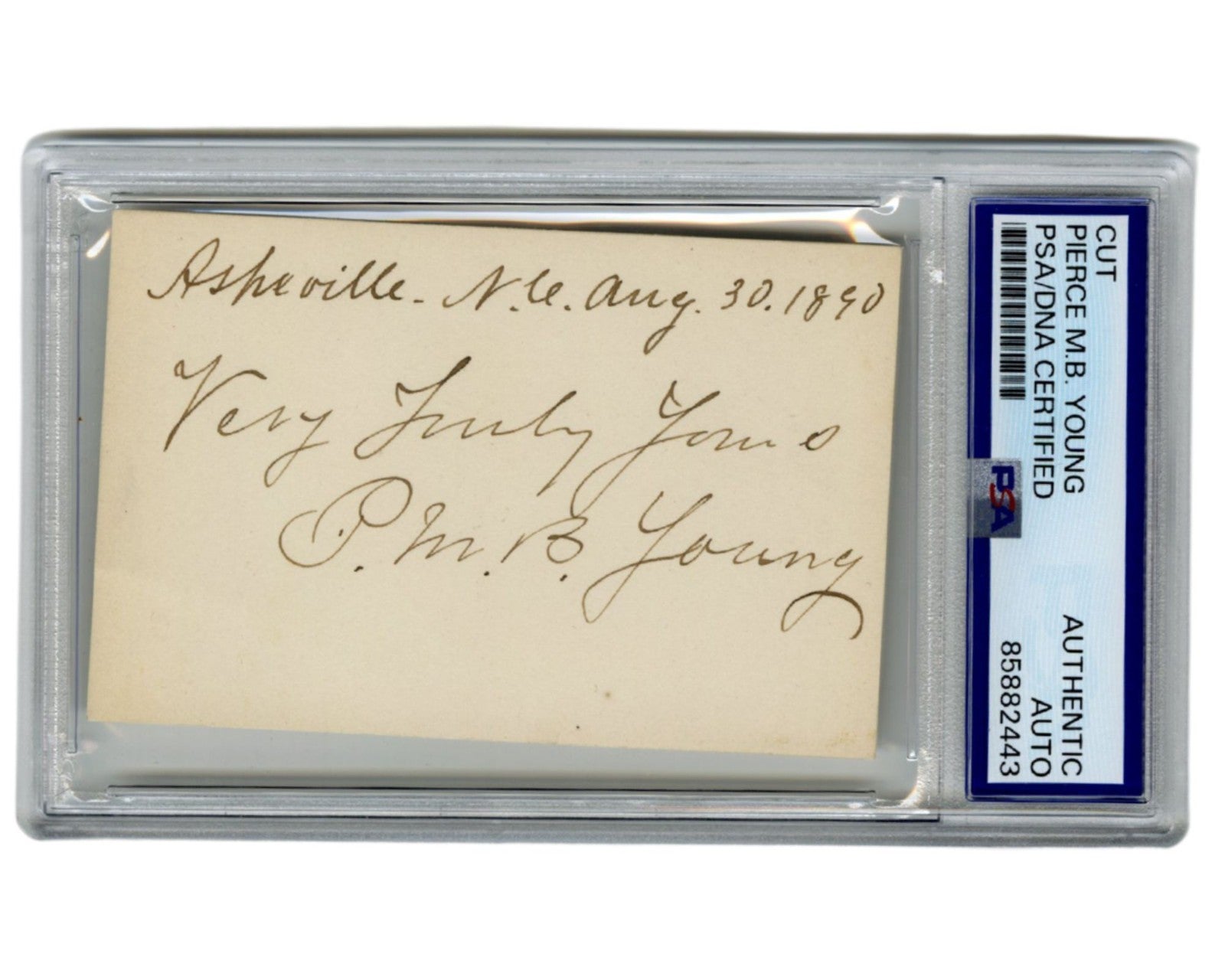 Civil War Confederate General Pierce M.B. Young Signed Cut in Asheville PSA Auto