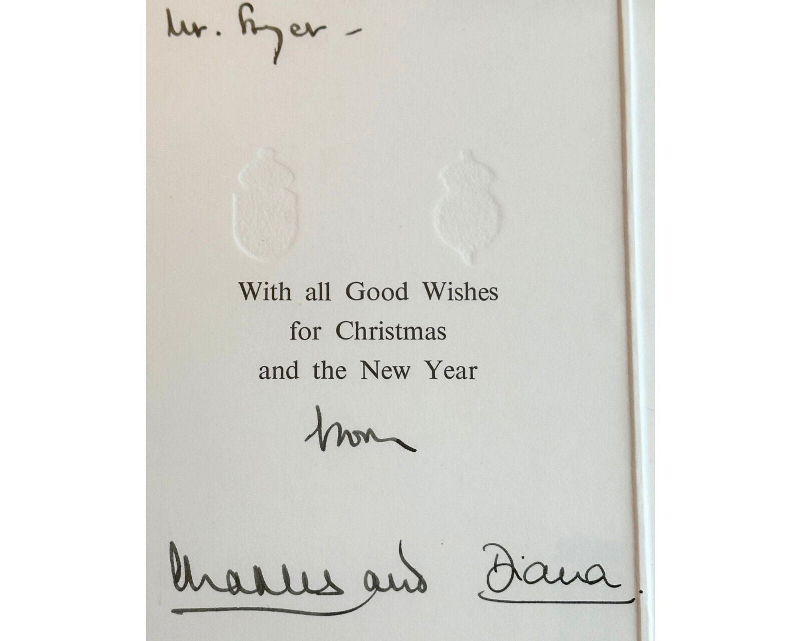 PRINCESS DIANA & KING CHARLES Signed Christmas Card w/ Harry & William PSA Auto