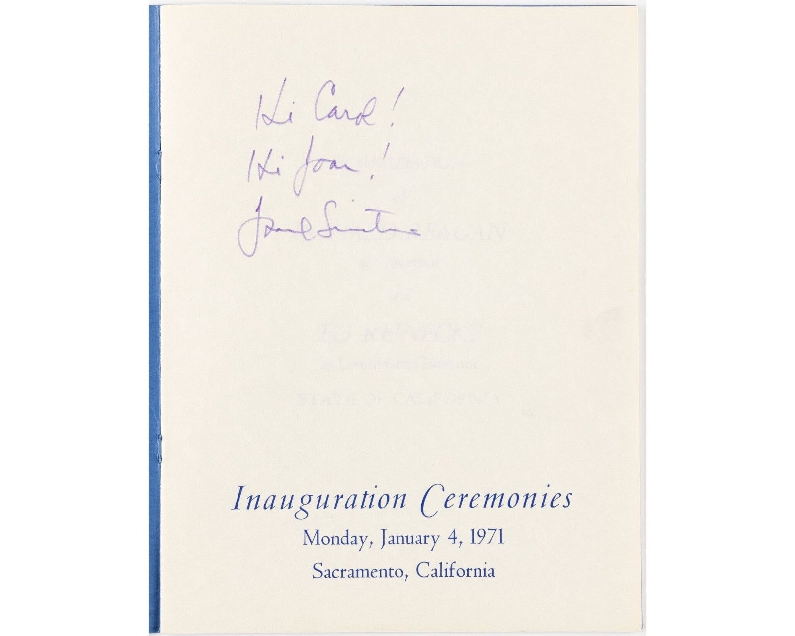 Unique Frank Sinatra Signed Ronald Reagan Inauguration Program PSA & BAS Auto