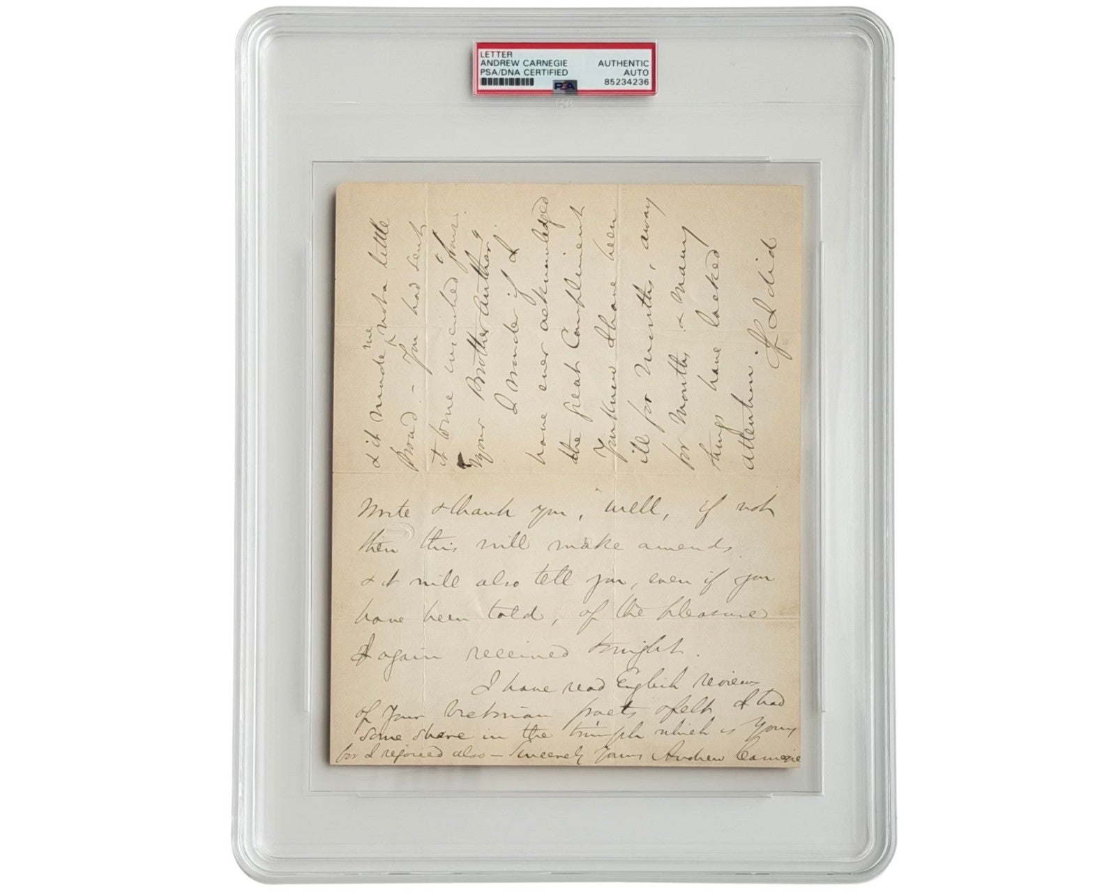 Andrew Carnegie Sends Inscribed Presentation Copy Book w/ Signed Letter PSA Auto