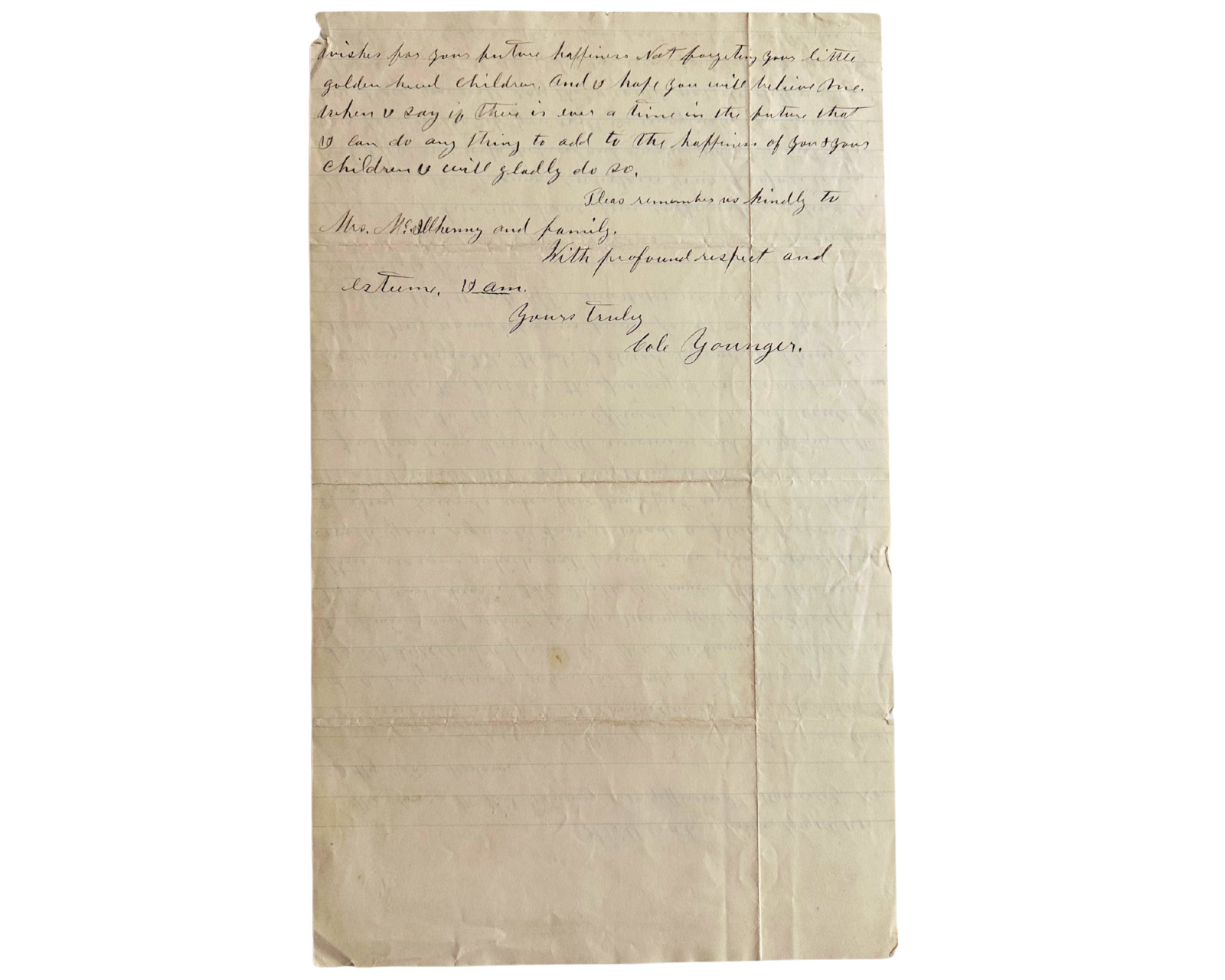 Outlaw COLE YOUNGER Rare Signed Letter from Prison!
