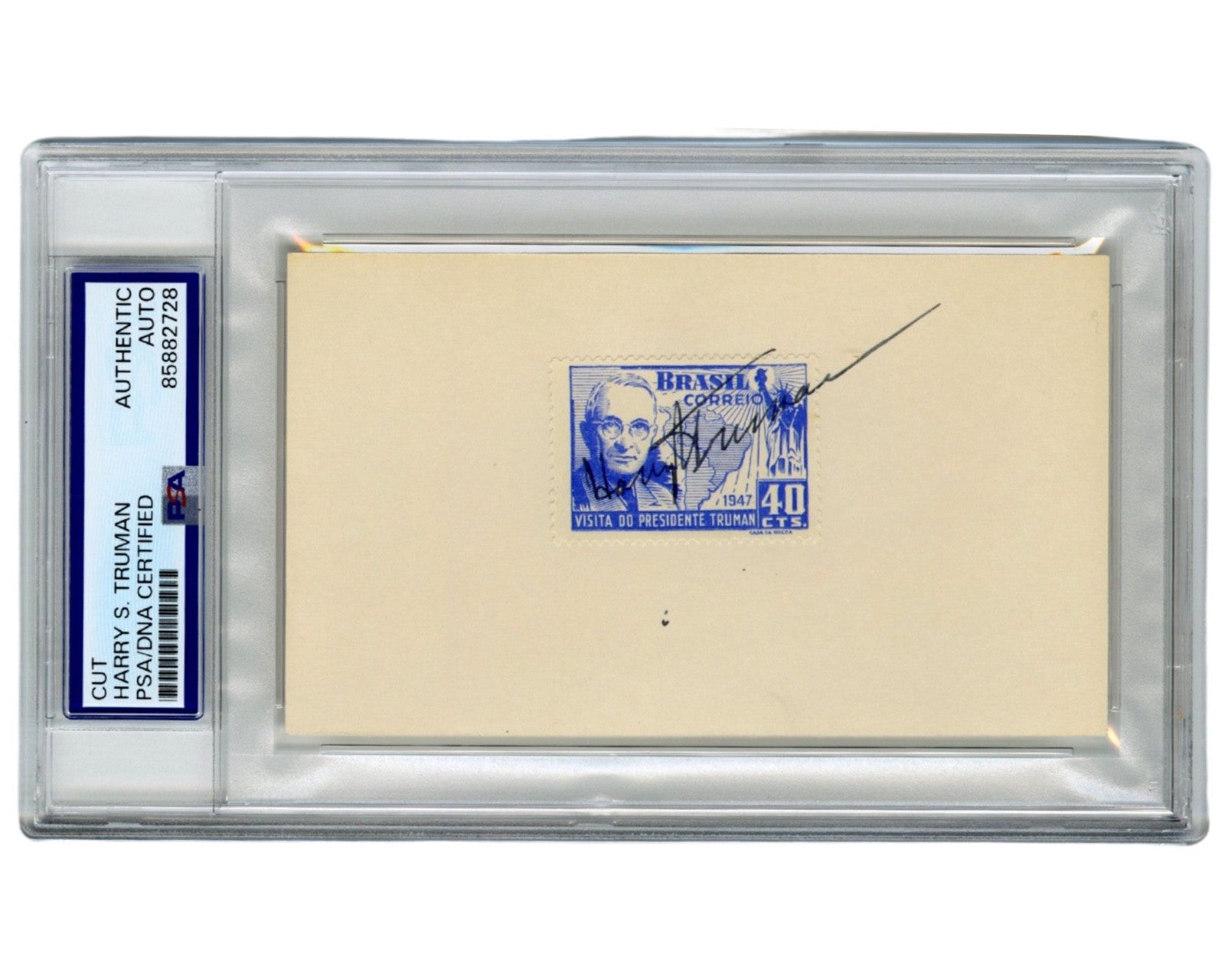 President Harry Truman Signed Brazilian Commemorative Stamp PSA Auto
